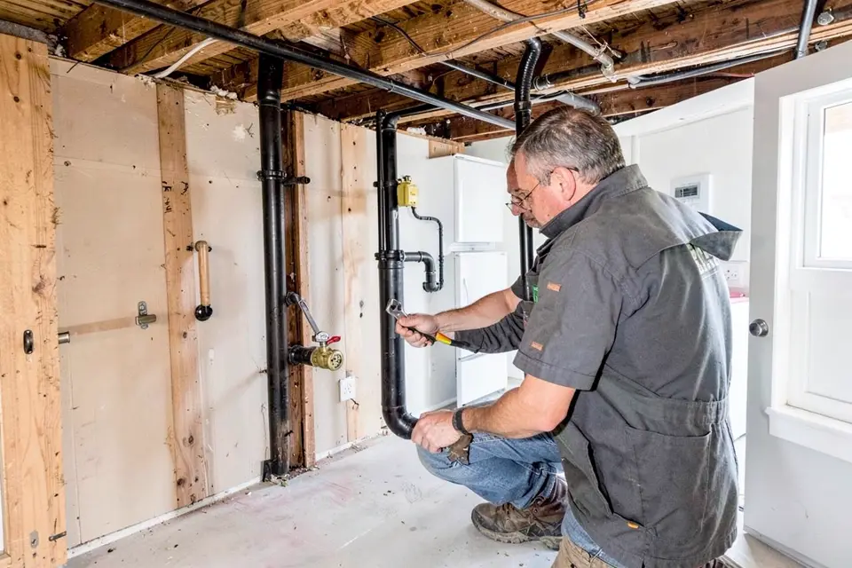 Technician performing gas line installation at an Ontario home